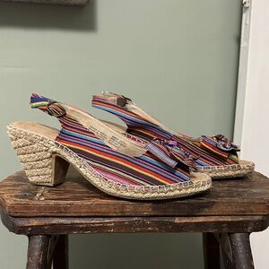 Kohl's Croft & Barrow Sole Sensability Frida Red Multi Striped Espadrille Pumps